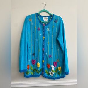 Vintage Embroidered Easter Cardigan